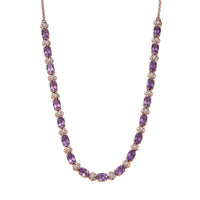 GP Italian Garden Collection AAA Rose De France Amethyst, White Zircon Necklace in 18K Vermeil RG Over Sterling Silver 14.60 ctw (18-20 Inches)