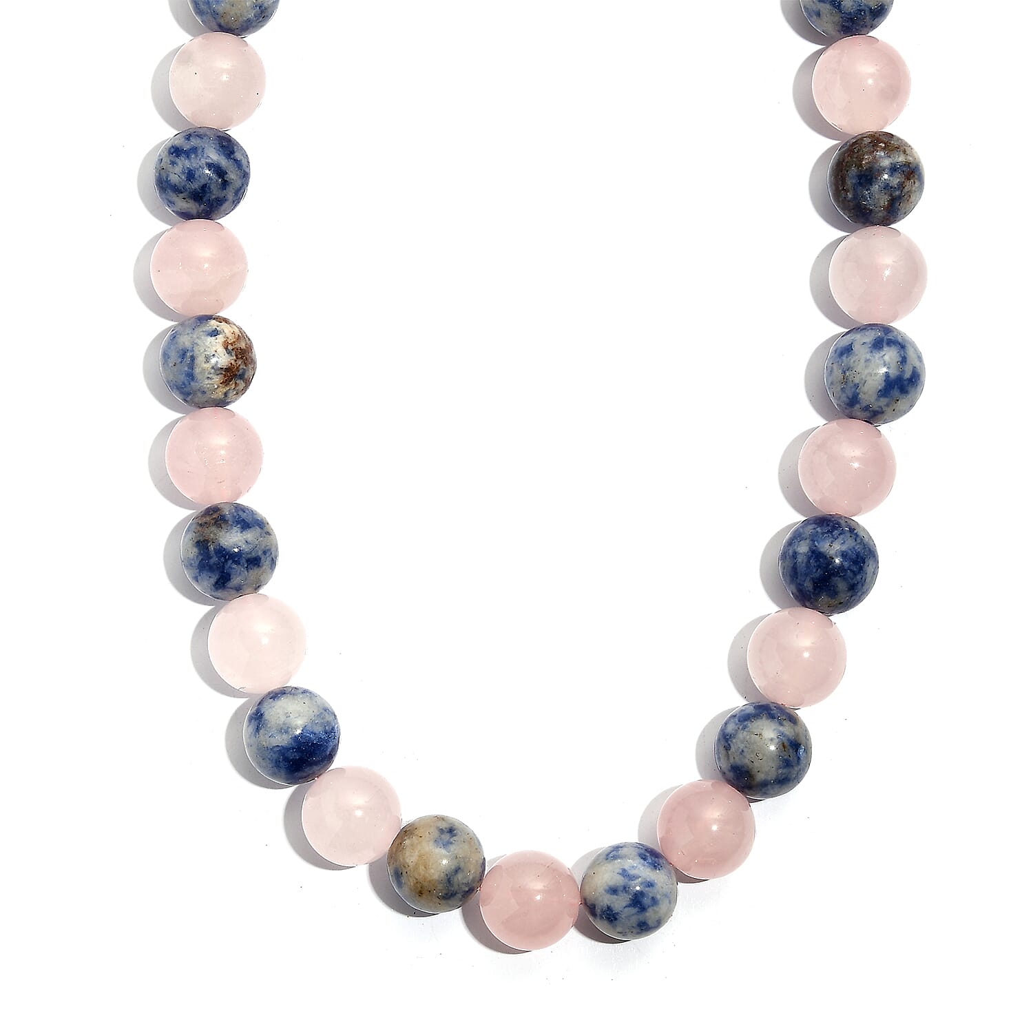Galilea Rose Quartz and Sodalite 330.00 ctw Beaded Necklace in Platinum Bond 20 Inches