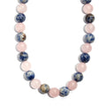 Galilea Rose Quartz and Sodalite 330.00 ctw Beaded Necklace in Platinum Bond 20 Inches - Sticky add to cart bar