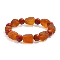 Baltic Amber and Coral Stretch Bracelet
