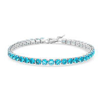Simulated Paraiba Tourmaline Bracelet in Silvertone (7.50 In) 9.65 ctw