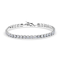 Simulated Paraiba Tourmaline Bracelet in Silvertone (7.50 In) 9.65 ctw