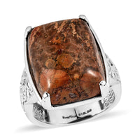 EverTrue Poppy Jasper 17.50 ctw Solitaire Ring in Stainless Steel