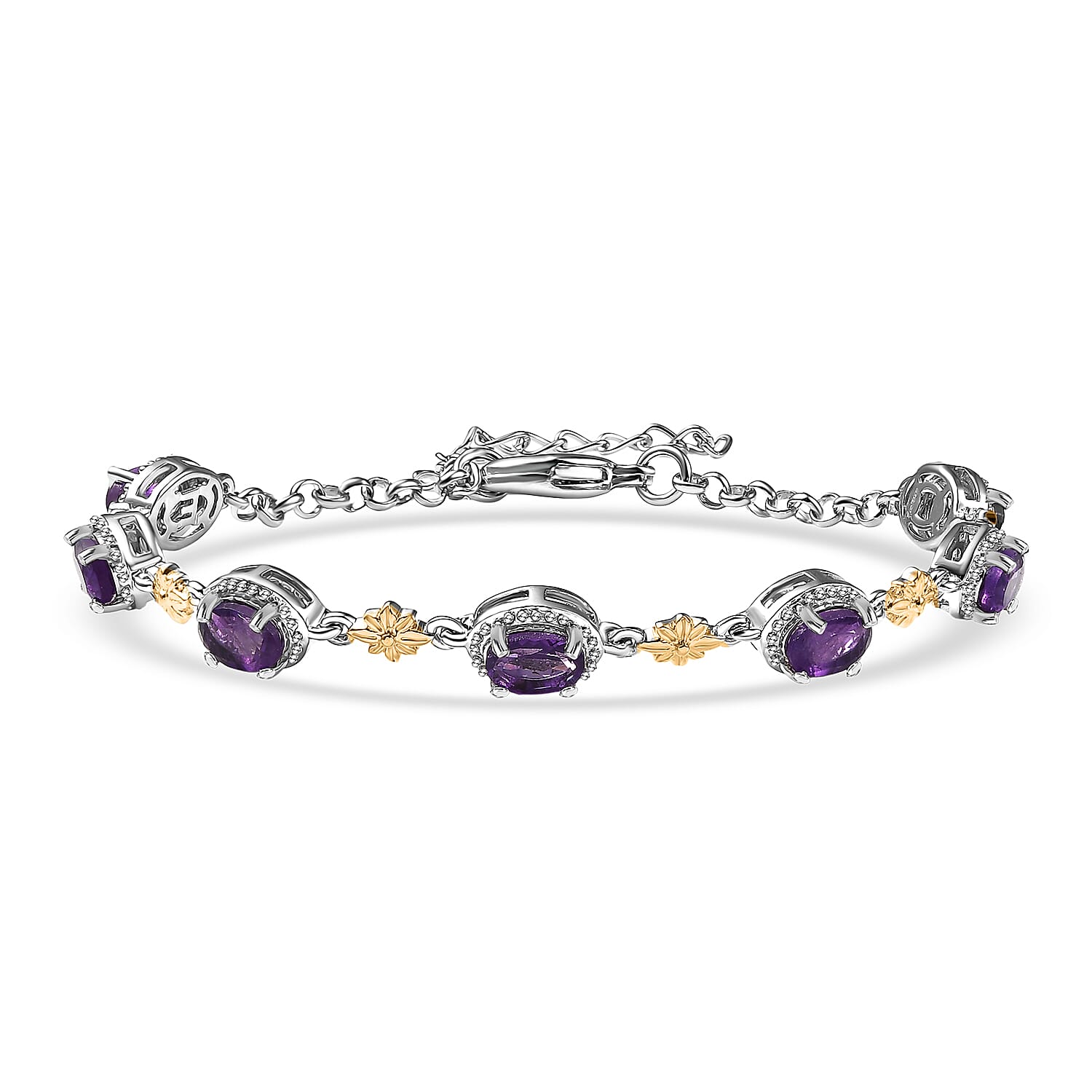 EverTrue Mozambique Garnet Bracelet in 18K YG Plated and Platinum Bond (6.50-1.50In) 4.10 ctw