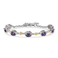 EverTrue Mozambique Garnet Bracelet in 18K YG Plated and Platinum Bond (6.50-1.50In) 4.10 ctw