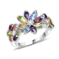 GP Italian Garden Collection Multi Gemstone Ring in Rhodium Over Sterling Silver (Size 9.0) 2.90 ctw - Sticky add to cart bar