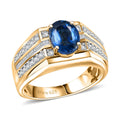 D'Joy Premium Kashmir Kyanite and Moissanite 3.00 ctw Men's Ring in 18K Vermeil Yellow Gold Over Sterling Silver (Size 10.0) - Sticky add to cart bar