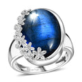 EverTrue AAA Malagasy Labradorite, White Zircon Ring in Platinum Bond (Size 10.0) 12.80 ctw - Sticky add to cart bar