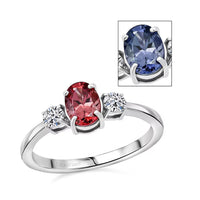 Premium Color Change Garnet and G-H SI Luxuriant Lab Grown Diamond 1.20 ctw Ring in Rhodium Over Sterling Silver (Size 10.0)