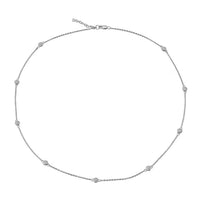 Luxuriant Lab Grown Diamond SI 1.00 ctw Station Necklace in Rhodium Over Sterling Silver 18 Inches
