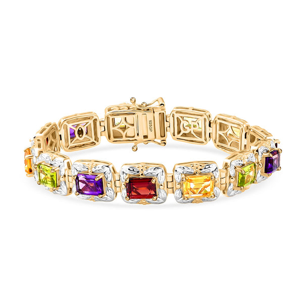 GP Multi Gemstone Bracelet in 18K Vermeil YG Over Sterling Silver (6.50 In) 13.50 ctw