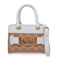 Bebe White and Almond Jacquard Crossbody Bag - Sticky add to cart bar