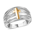 D'Joy 18K Vermeil YG and Rhodium Over Sterling Silver Cross Ring (Size 10.0) (4.45 g) - Sticky add to cart bar