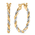 D'Joy Two-tone Twisted Hoop Earrings in 18K Vermeil YG and Rhodium Over Sterling Silver 5 Grams - Sticky add to cart bar