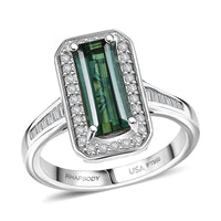 Certified & Appraised Rhapsody 950 Platinum AAAA Pirineu Lagoon Tourmaline, Diamond (E-F, VS) Ring (Size 10.0) (7.48 g) 2.86 ctw