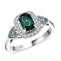 Certified and Appraised Luxoro 10K White Gold AAA Pirineu Lagoon Tourmaline, Paraiba Tourmaline and Diamond (I2) (0.22 cts) Ring (Size 5.0) 1.11 ctw