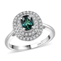 Certified and Appraised Luxoro 10K White Gold AAA Pirineu Lagoon Tourmaline, Diamond (I2) (0.37 cts) Ring (Size 10.0) 1.16 ctw