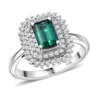Certified & Appraised Rhapsody 950 Platinum AAAA Pirineu Lagoon Tourmaline, Diamond (E-F, VS) (0.51 cts) Ring (Size 10.0) (7.12 g) 1.90 ctw