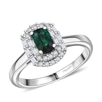 D'Joy Pirineu Lagoon Tourmaline, Moissanite Ring in Rhodium Over Sterling Silver (Size 10.0) 1.04 ctw