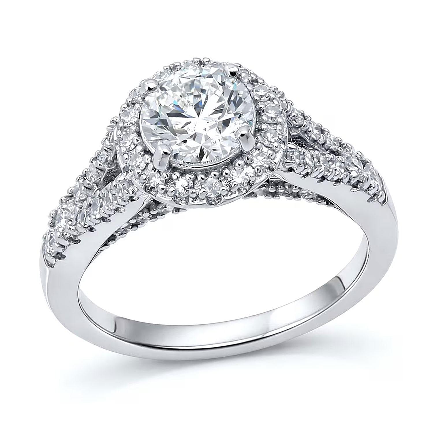 Luxuriant Lab Grown Diamond Vintage Ring in Rhodium over Sterling Silver