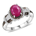 D'Joy Premium Gray Spinel, Natural Champagne and White Diamond Ring in Rhodium Over Sterling Silver (Size 9.0) 1.70 ctw - Sticky add to cart bar