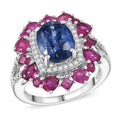 D'Joy Hebei Peridot and Multi Gemstone 4.50 ctw Ring in Sterling Silver - Sticky add to cart bar