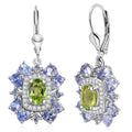 D'Joy Hebei Peridot and Multi Gemstone 4.65 ctw Earrings in Rhodium Over Sterling Silver - Sticky add to cart bar
