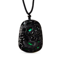 Natural Black Jade 125.00 ctw Carved Dragon Pendant with Black Cord Necklace 28 Inches
