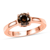 Luxoro Natural Champagne Diamond I2 1.00 ctw Solitaire Ring in 10K Rose Gold