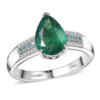 Luxoro AAA Kagem Zambian Emerald, Paraiba Tourmaline and I2 Diamond 2.40 ctw Ring in 10K White Gold (Size 8.0)