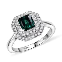 Certified & Appraised Luxoro 10K White Gold AAA Pirineu Lagoon Tourmaline, Diamond (I2) (0.35 cts) Ring (Size 9.5) 1.18 ctw