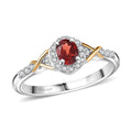 D'Joy Mozambique Garnet, White Zircon Ring in 18K Vermeil YG and Rhodium Over Sterling Silver (Size 5.0) 0.65 ctw - Sticky add to cart bar