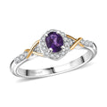 D'Joy Mozambique Garnet, White Zircon Ring in 18K Vermeil YG and Rhodium Over Sterling Silver (Size 5.0) 0.65 ctw - Sticky add to cart bar