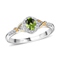 D'Joy Mozambique Garnet, White Zircon Ring in 18K Vermeil YG and Rhodium Over Sterling Silver (Size 5.0) 0.65 ctw - Sticky add to cart bar