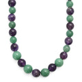 Green Aventurine and African Amethyst 335.00 ctw Beaded Necklace in Platinum Bond 20 Inches - Sticky add to cart bar