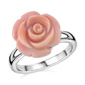D'Joy Pink Conch Shell 5.50 ctw Ring in Rhodium Over Sterling Silver (Size 5.5) - Sticky add to cart bar