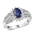 D'Joy Mozambique Garnet, White Zircon Ring in Rhodium Over Sterling Silver (Size 5.0) 1.50 ctw - Sticky add to cart bar