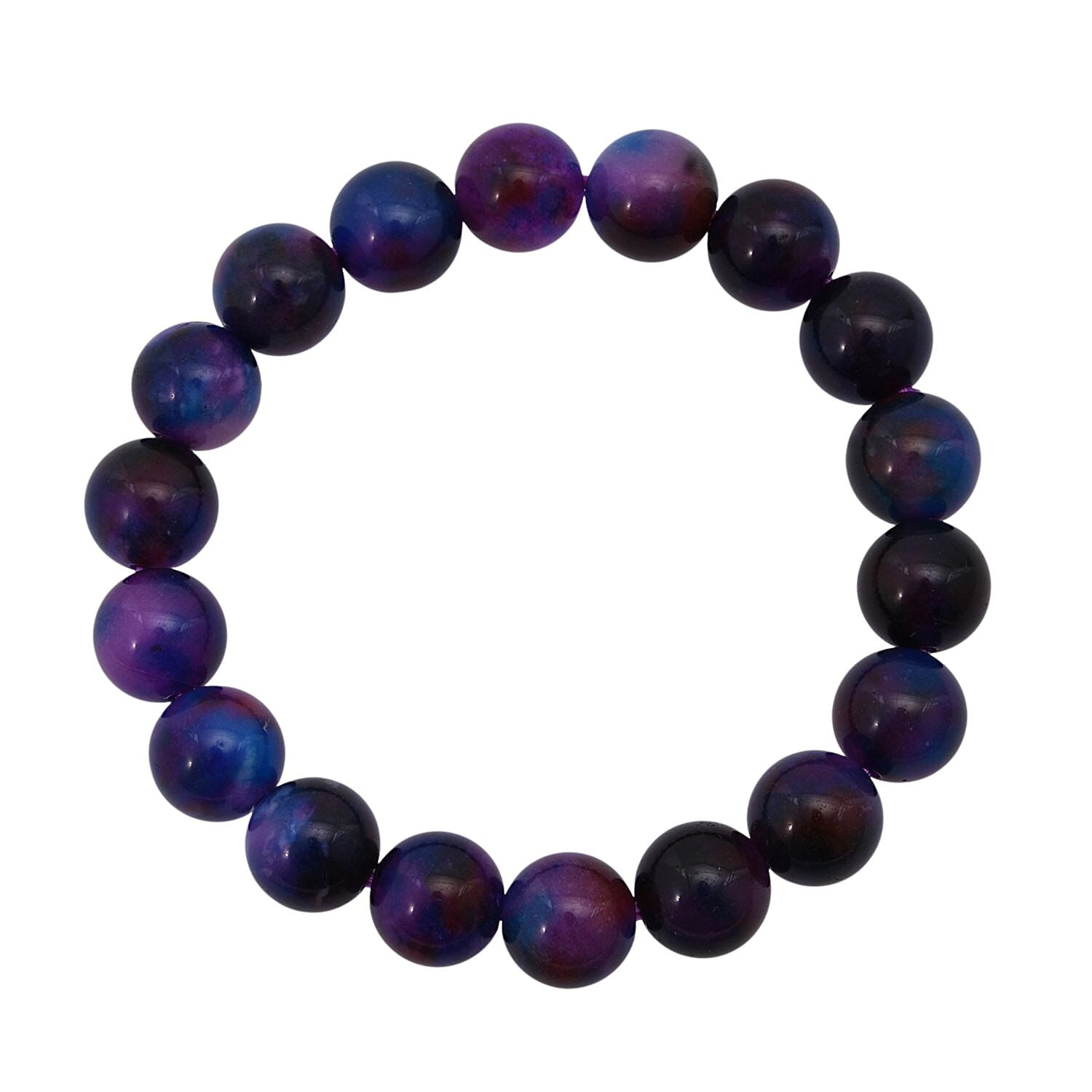 Purple Agate Beaded 131.30 ctw Stretch Bracelet