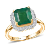 Luxoro 14K Yellow Gold AAA Kagem Zambian Emerald, Diamond (G-H, I2) (0.25 cts) Ring (Size 10.0) 3.35 ctw