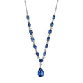 D'Joy Premium Kashmir Kyanite and Moissanite 12.80 ctw Starfall Embrace Necklace 18 Inches in Rhodium Over Sterling Silver - Sticky add to cart bar