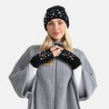 TAMSY Black Acrylic Heavy Knit Gloves with Multi Jewels - Sticky add to cart bar