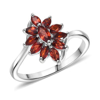 D'Joy Mozambique Garnet Ring in Rhodium Over Sterling Silver (Size 5) 1.20 ctw