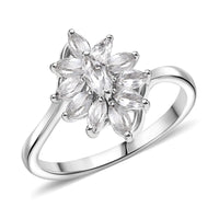 D'Joy Mozambique Garnet Ring in Rhodium Over Sterling Silver (Size 5) 1.20 ctw