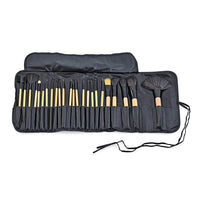 25 Piece Professional Make-up Brush Set in Black Cosmetic Case with Free Lipstick & Highlighter