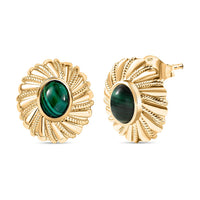 EverTrue African Malachite 5.25 ctw Earrings in 18K YG Plated
