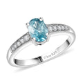 D'Joy Mozambique Garnet, White Zircon Ring in Rhodium Over Sterling Silver (Size 5.0) 1.25 ctw - Sticky add to cart bar