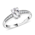 D'Joy Mozambique Garnet, White Zircon Ring in Rhodium Over Sterling Silver (Size 5.0) 1.25 ctw - Sticky add to cart bar