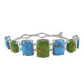 Mojave Green and Blue Turquoise 48.15 ctw Bracelet in Platinum Over Copper and Stainless Steel (6.50 In) - Sticky add to cart bar