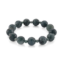 Natural Olmec Jadeite 180.00 ctw Beaded Stretch Bracelet