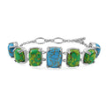 Mojave Green and Blue Turquoise 39.40 ctw Bracelet in Platinum Over Copper and Stainless Steel (6.50 In) - Sticky add to cart bar
